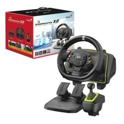 Volante Genius SpeedMaster X2 con vibracion, pedales y cambios