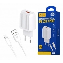 Cargador Inkax USB-A 2.1a + Cable Micro USB